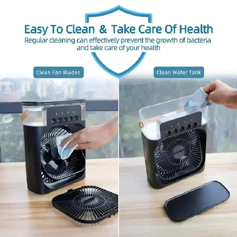 Summer Cooling Fan 3 In 1 Portable Desktop Humidifier USB Mini Air Conditioners Night Light Water Mist For Home, Office